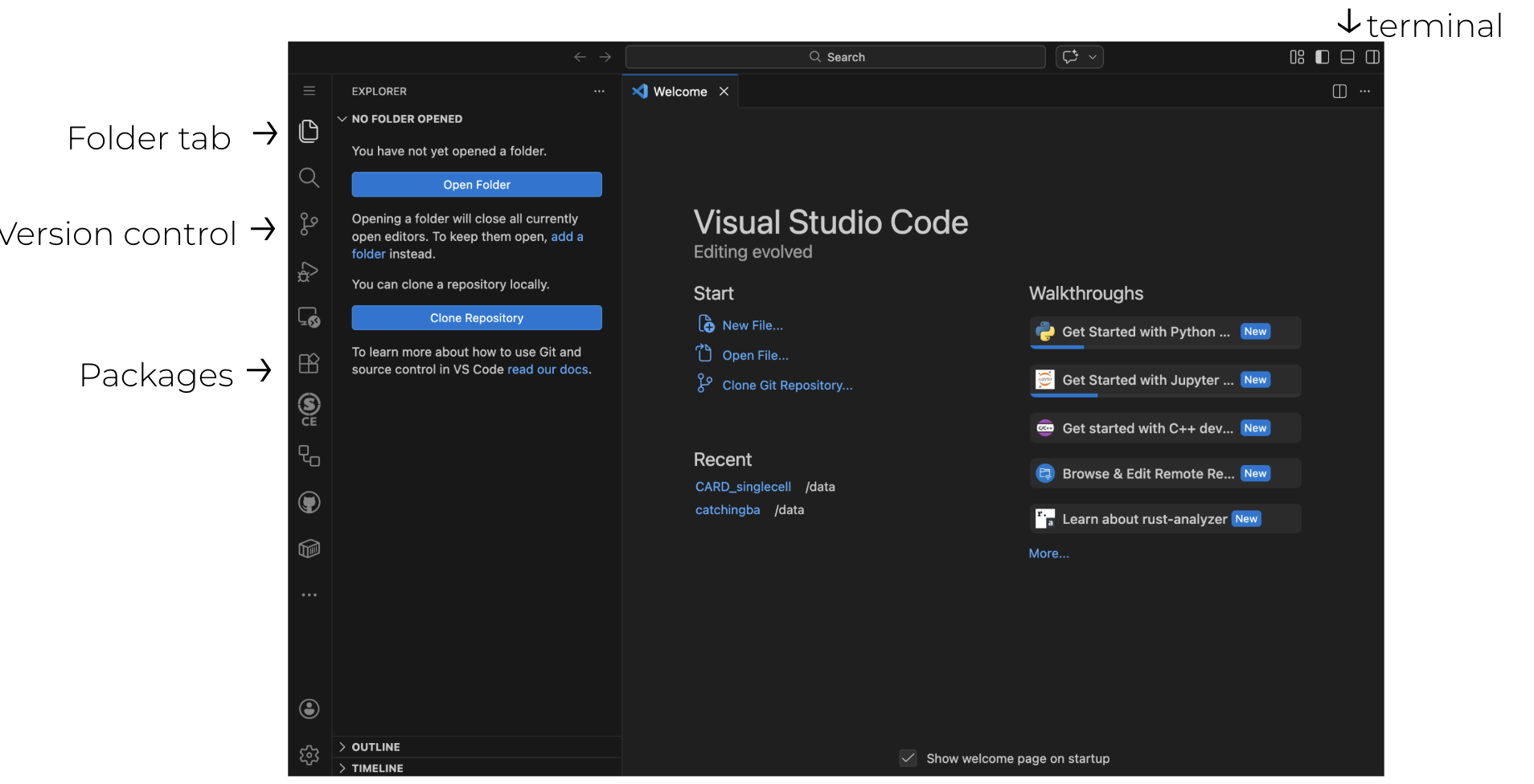 VSCode layout